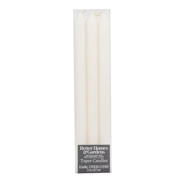 Better Homes &amp; Gardens, White Unscented Indoor Set of 12, 12" Taper Candles, Burn Time of 12 ... | Walmart (US)