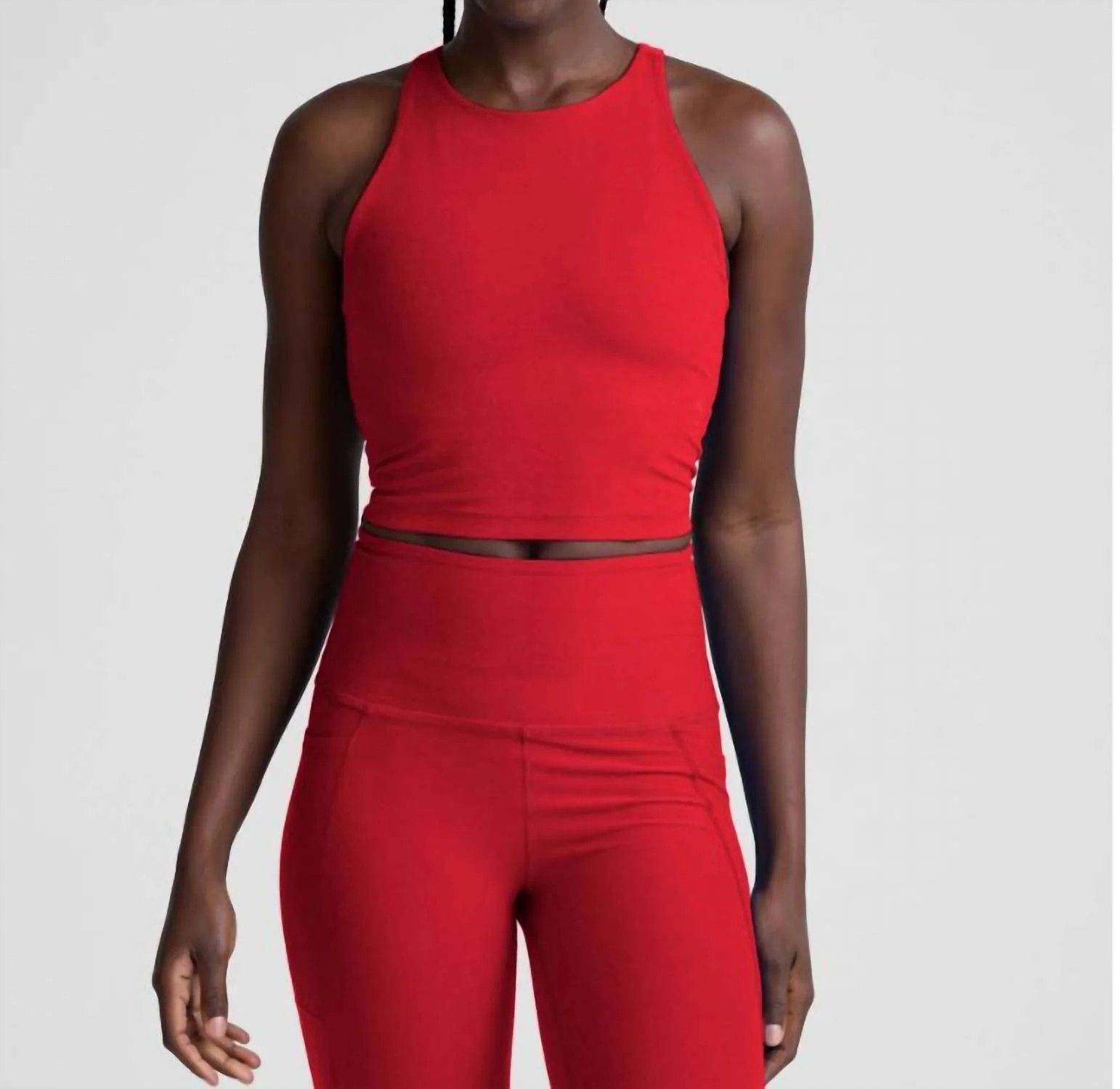 Spacedye High Neck Cropped Tank In Holly Red Heather | Shop Simon
