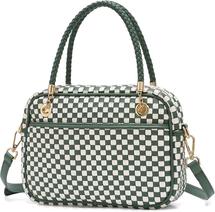 Chic Woven Crossbody Camera Bag, Soft Vegan Leather Purse with Designer Look & Braided Handle | Amazon (US)