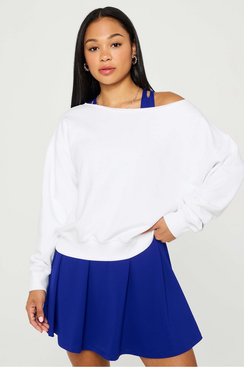 Year Round Terry Off Shoulder Sweatshirt | Fabletics - North America
