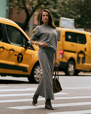 Boucle High Waisted Sweater Maxi Skirt | Express