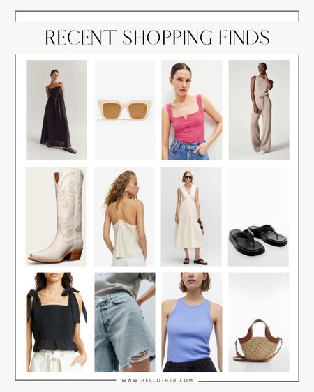 Recent shopping finds 🖤 summer dress, cowgirl boots, denim shorts, jumpsuit, chunky sandals, straw bag, summer style, summer outfit ideas 

#LTKshoecrush #LTKSeasonal #LTKstyletip
