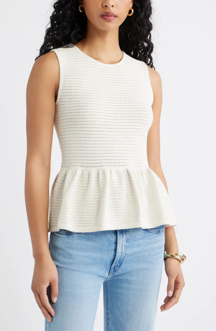 Open Edit Open Stitch Peplum Sweater Tank | Nordstrom | Nordstrom