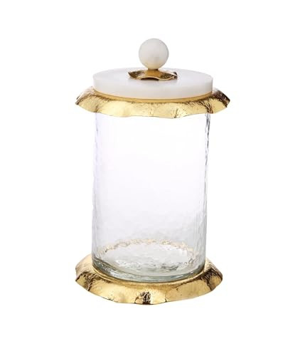 Classic Touch MGJ873 4.75 x 8.25 in. Large Glass Canister with Marble & Gold Lid | Amazon (US)