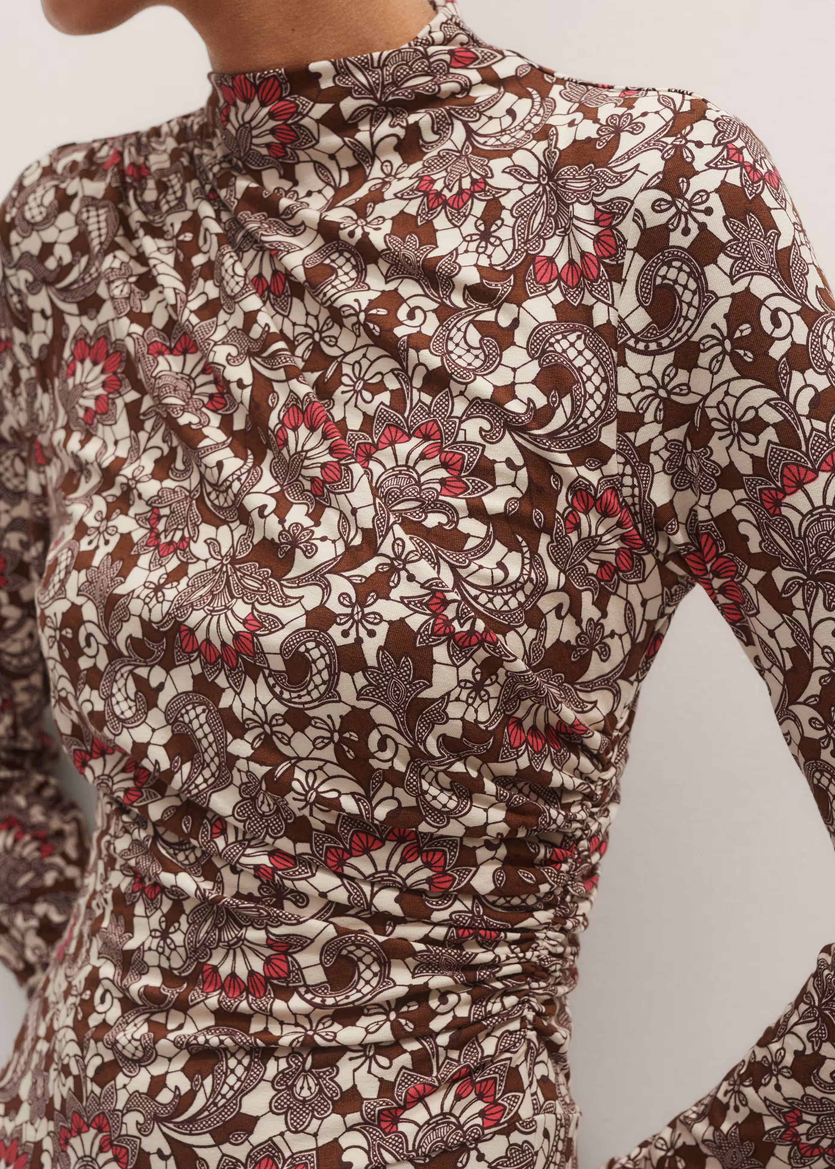 Ruched Maxi Dress Printed Stretch Jersey | ME+EM US