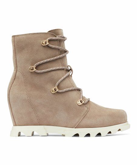 love this productOmega Taupe Lace-Up Joan of Arctic III Waterproof Suede Wedge Boot - Women | Zulily