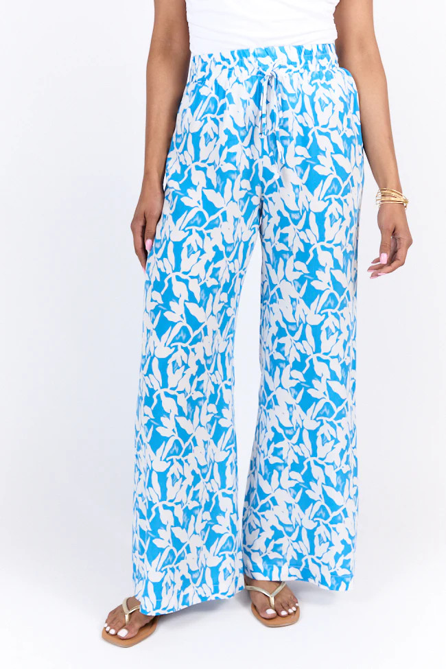 Paddle Out Blue Printed Pull On Pants | Pink Lily