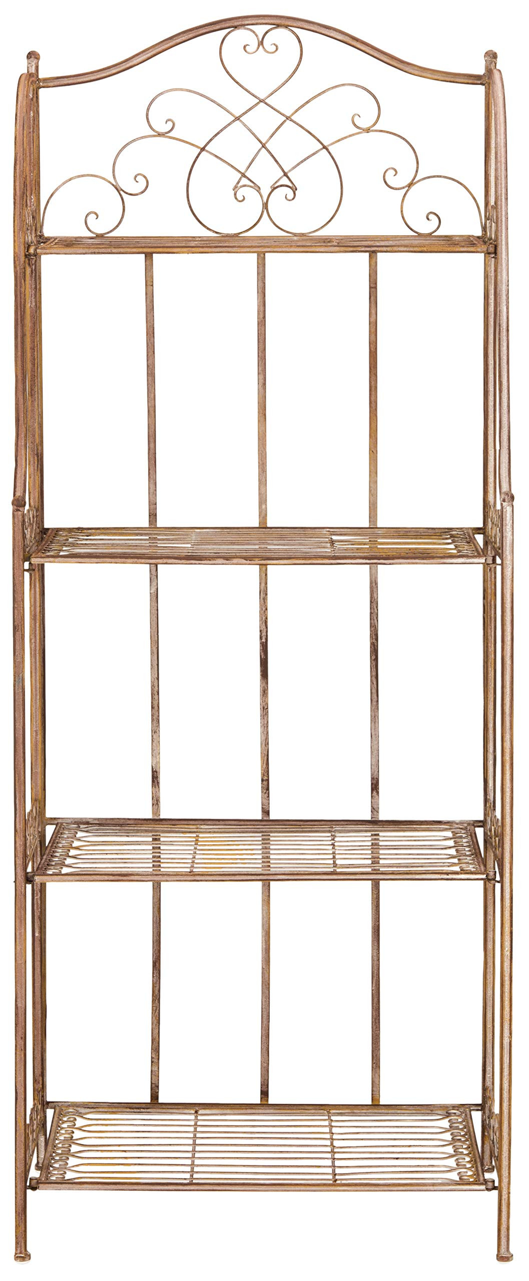 SAFAVIEH Outdoor Patio Furniture Collection Amaris Rusty Orange Wrought Iron 4-Tier Bakers Rack P... | Amazon (US)