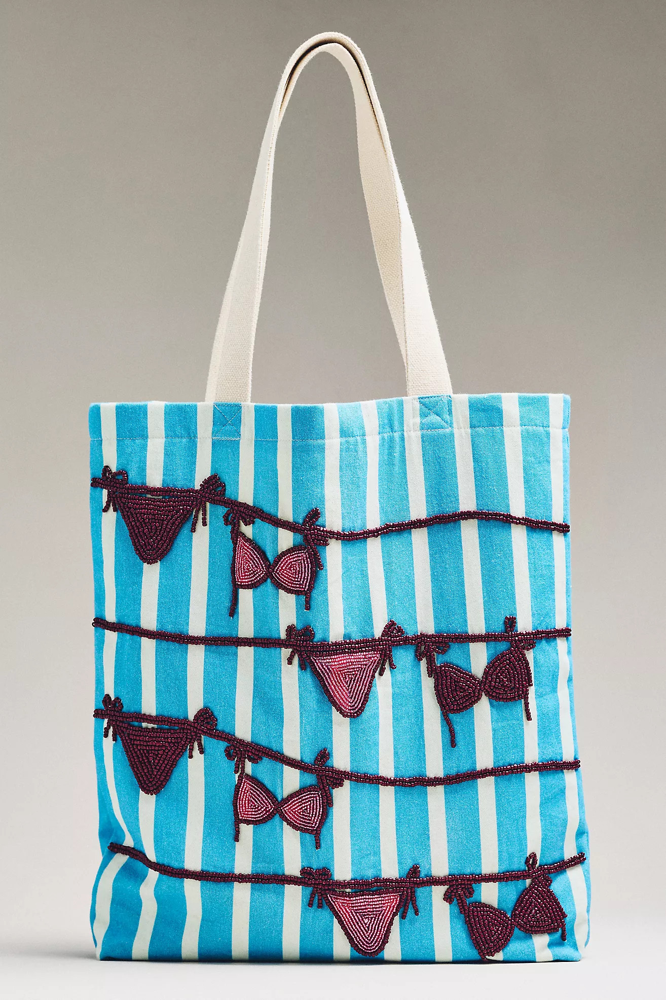 Printed Beaded Canvas Tote Bag | Anthropologie (US)