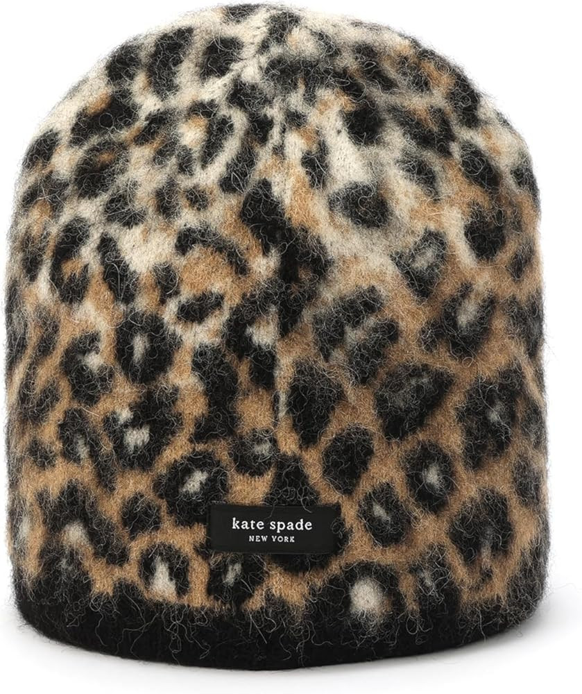 Kate Spade Women's Downtown Leopard Beanie, Stylish Hat & Fashion Accessory Cap for Cold Weather | Amazon (US)