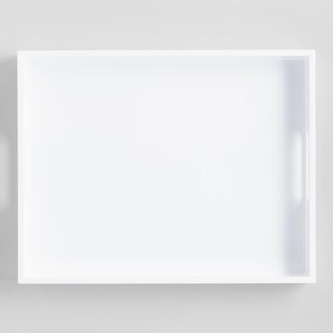 White Rectangular Lacquer Serving Tray | World Market