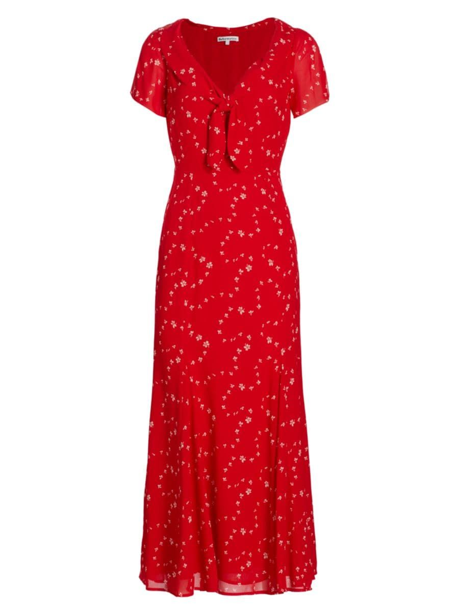 Talleen Floral Tie-Neck Midi-Dress | Saks Fifth Avenue