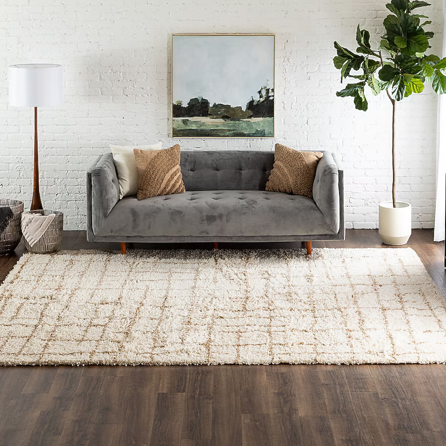 Origin 21 Desert Chessboard 8 x 10 (ft) Loomed Beige Rectangular Indoor Pet Friendly Area rug | Lowe's