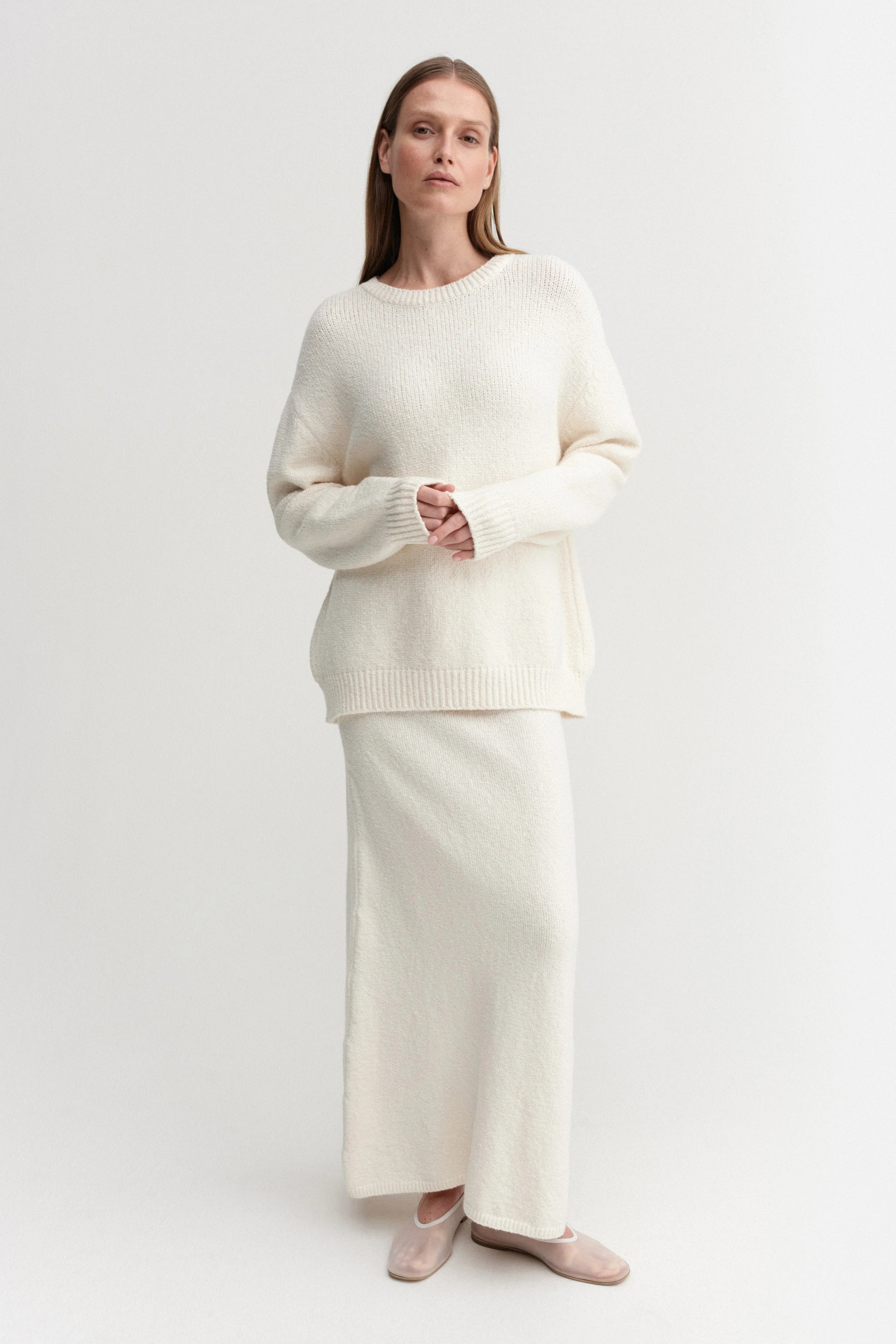 Flor Crewneck Sweater, shell | Almada Label