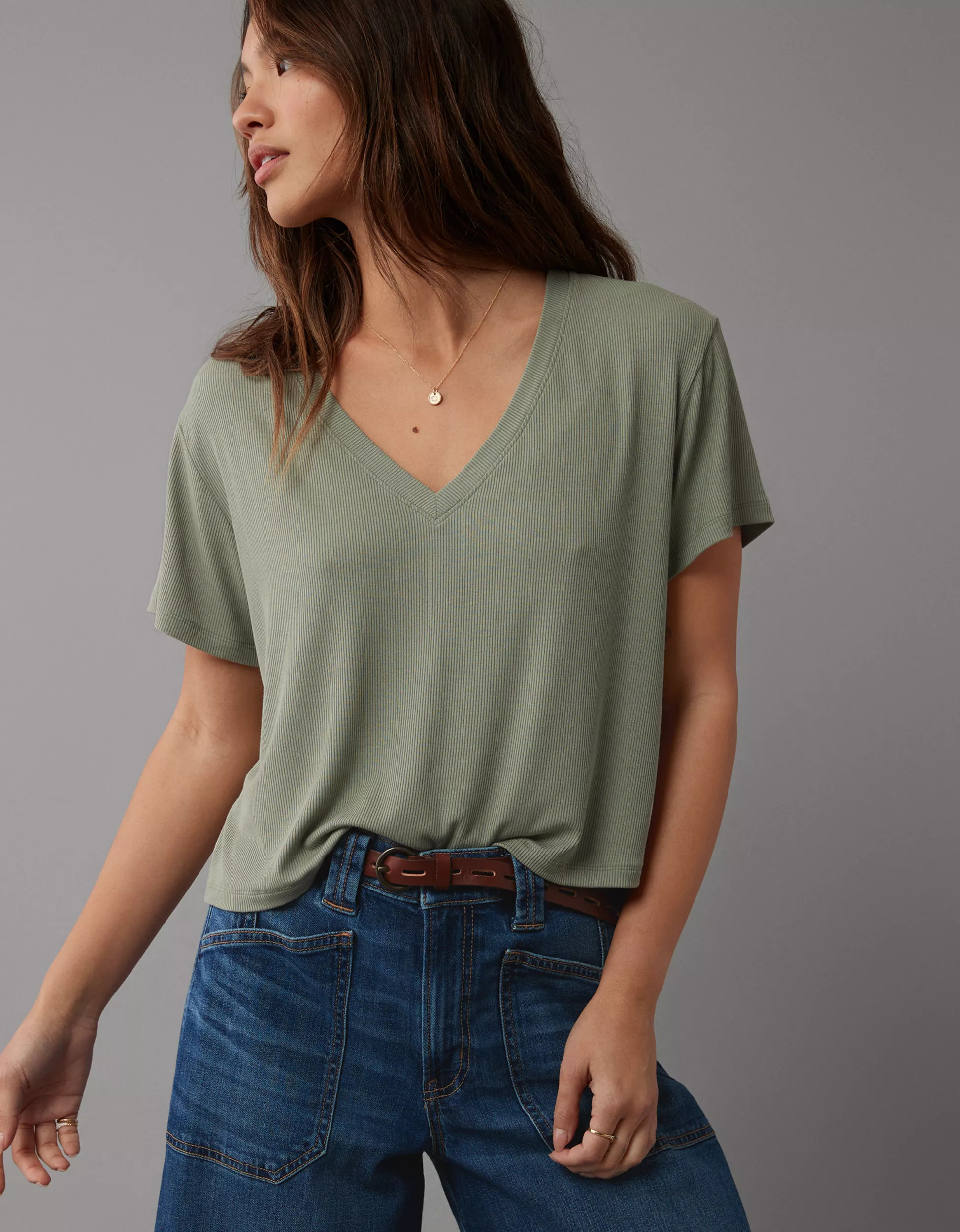 AE Soft & Sexy Cropped V-Neck T-Shirt | American Eagle Outfitters (US & CA)