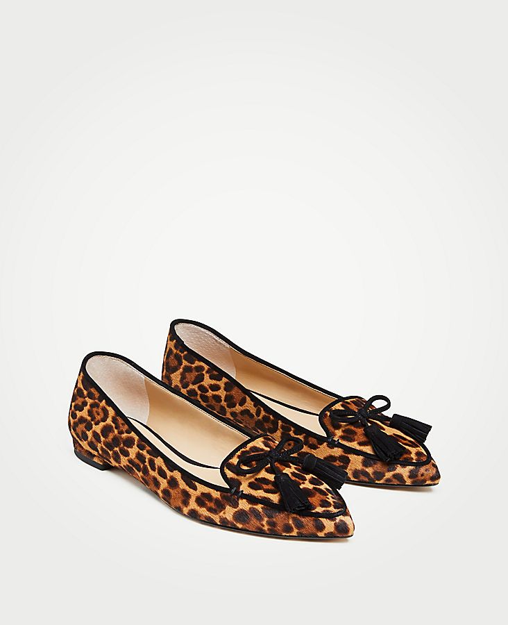 Ada Leopard Print Haircalf Tassel Flats | Ann Taylor (US)