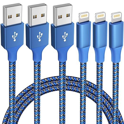 3 Pack 10 FT iPhone Charger Fast Charging Cord MFi Certified Lightning Cable Nylon Braided iPhone... | Amazon (US)