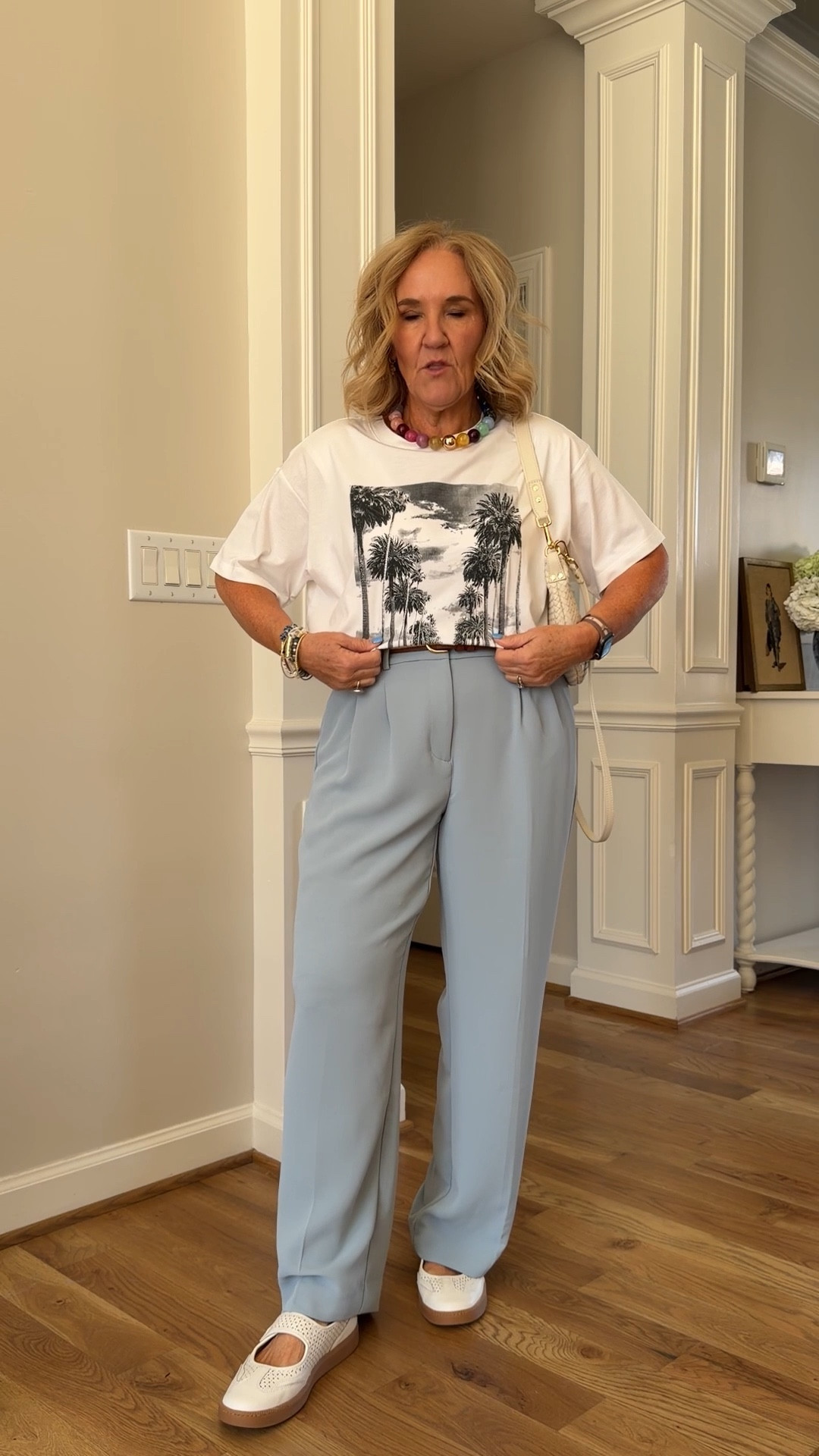 Tee size medium 
Pants size 8 petite 

#LTKOver40 #LTKPetite #LTKSaleAlert