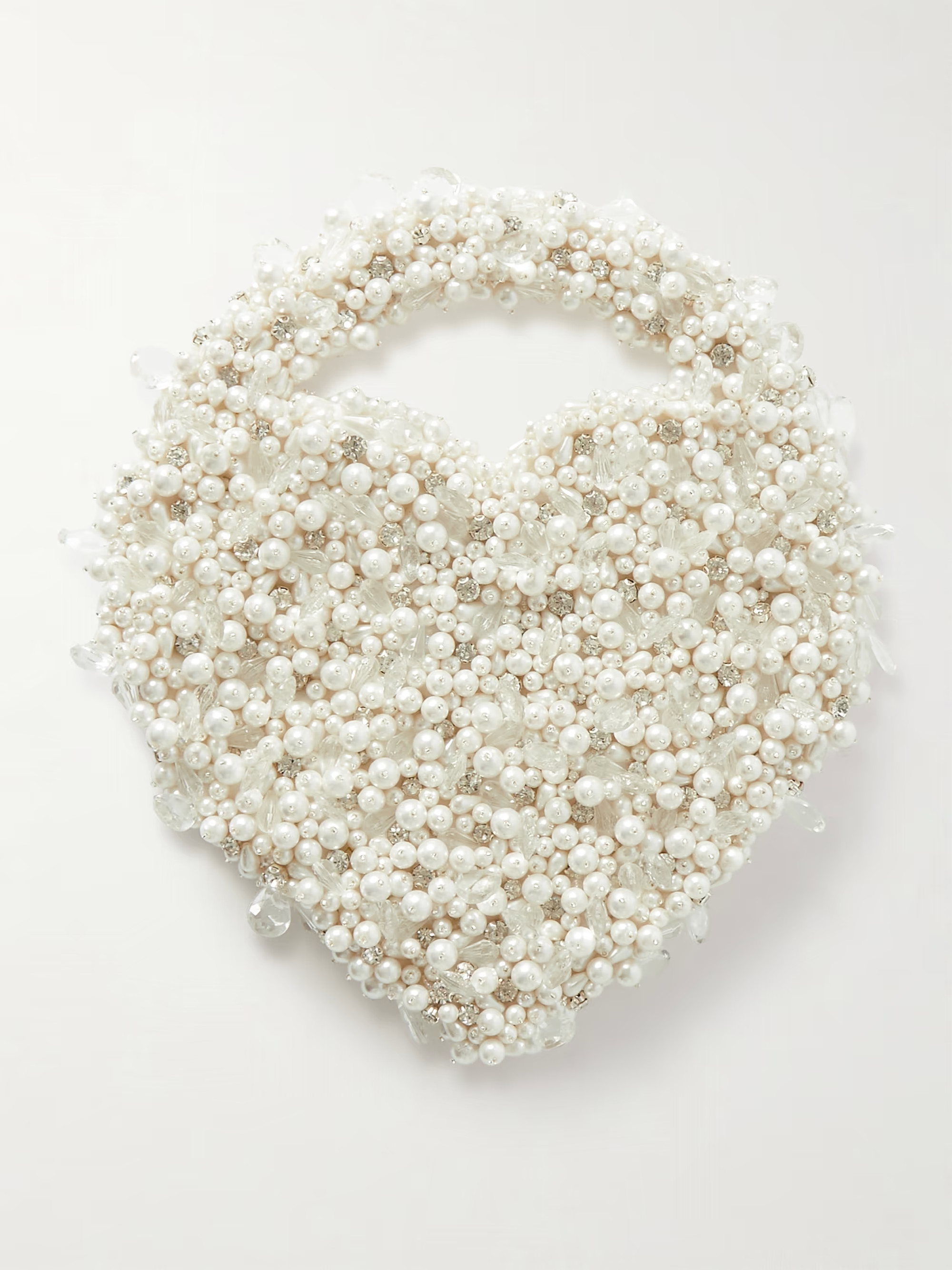 Heart crystal and faux pearl-embellished satin tote | NET-A-PORTER APAC