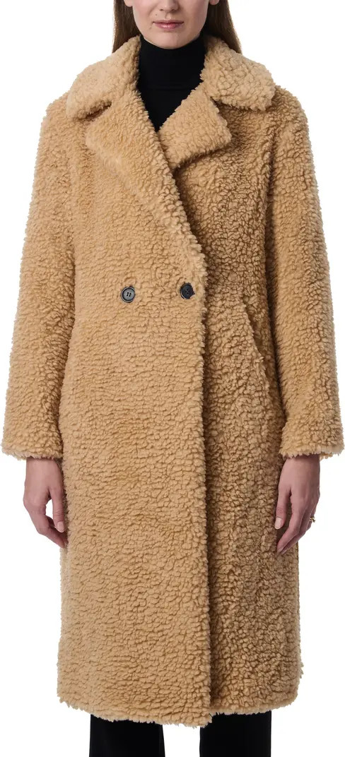 Faux Shearling Double Breasted Longline Coat | Nordstrom