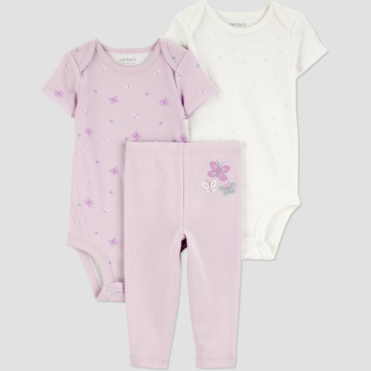 Carter's Just One You® Baby Girls' 3pc Butterfly Short Sleeve Bodysuits and Leggings Set - Purpl... | Target