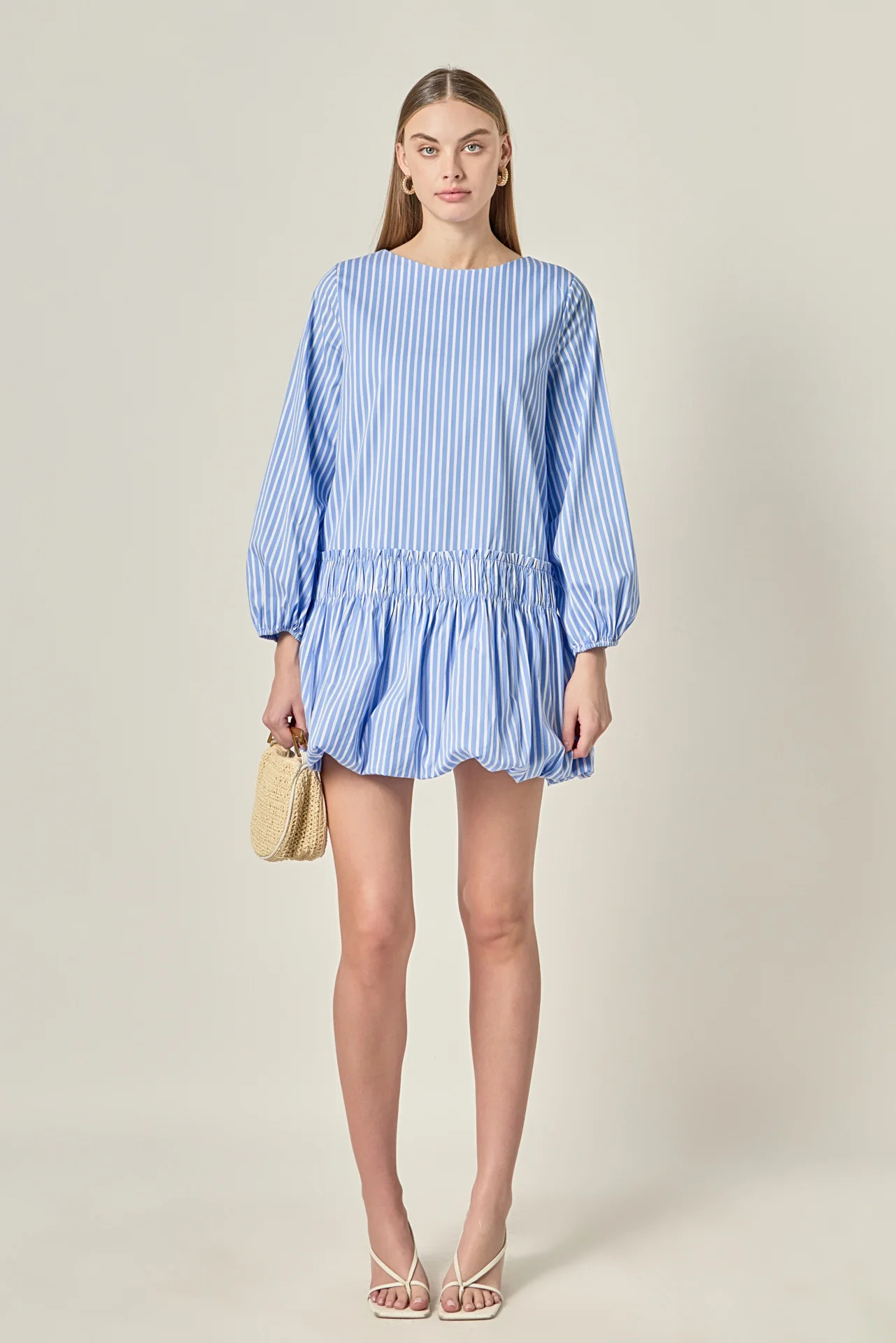 Francine Striped Balloon Mini Dress | English Factory