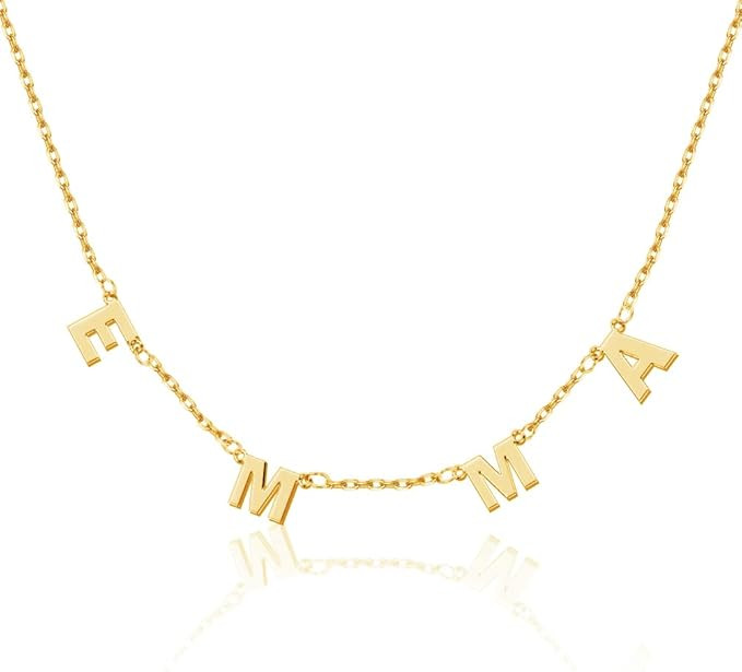 Custom Initial Necklace, Personalized Name Necklaces for Women 14K Gold Plated Letter Necklace Na... | Amazon (US)