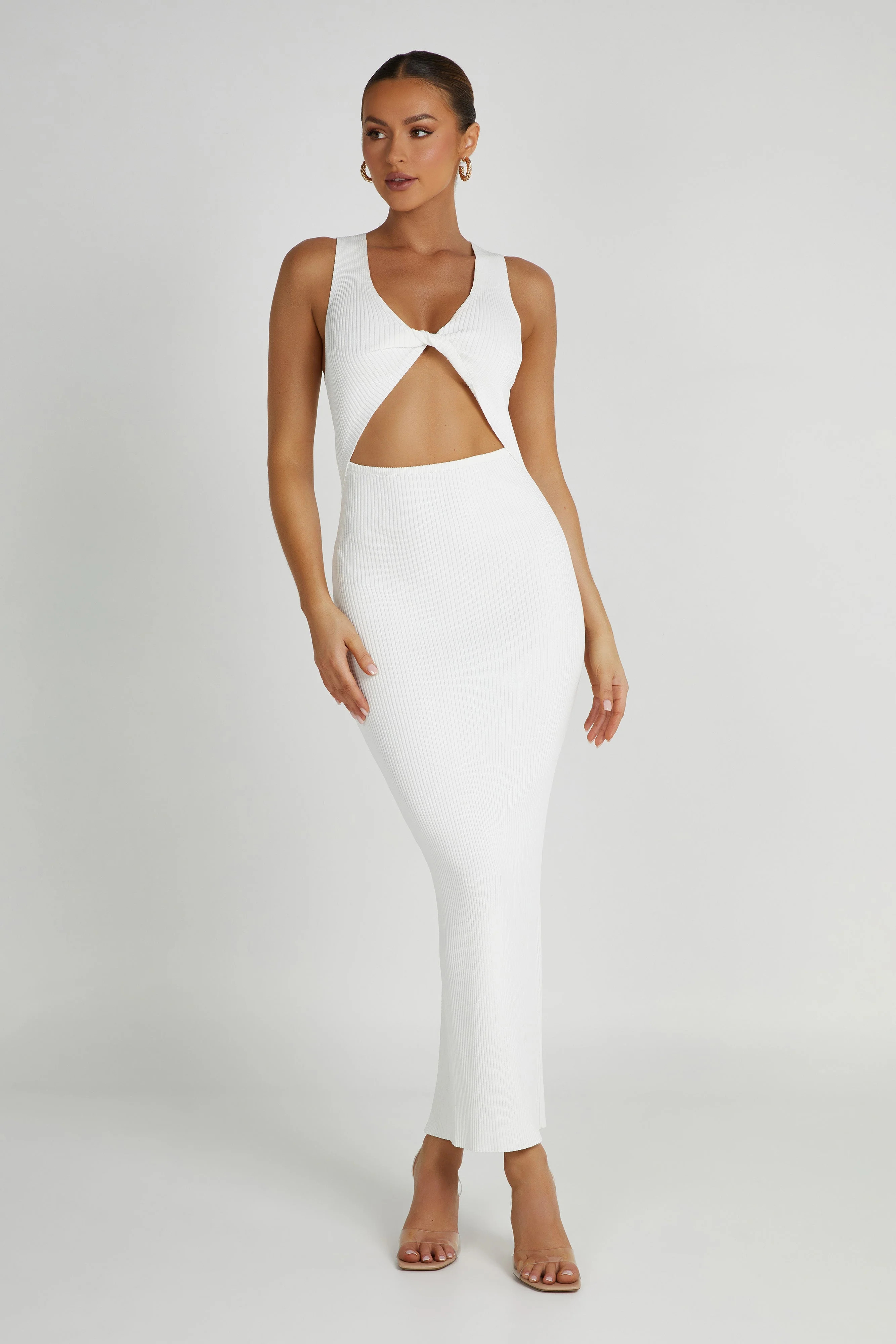 Kaesha Knit Maxi Dress - White | MESHKI US