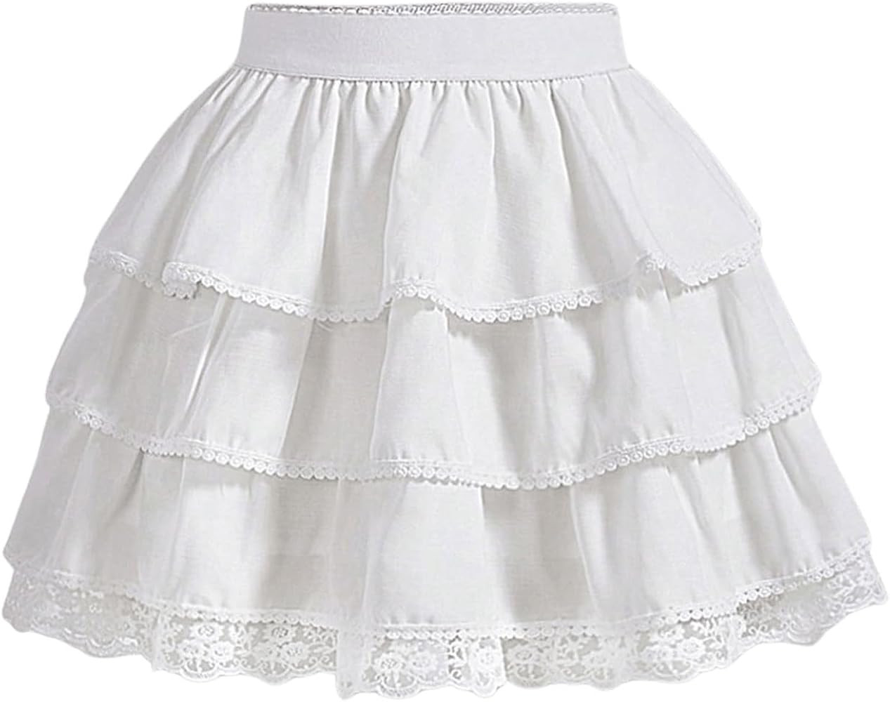OYOANGLE Women's Elastic High Waist Mini Skirts Y2K Tiered Ruffle Lace Short Skirt | Amazon (US)