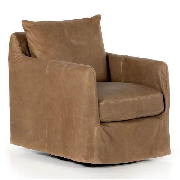 Banks Slipcover Swivel Chair | Lumens