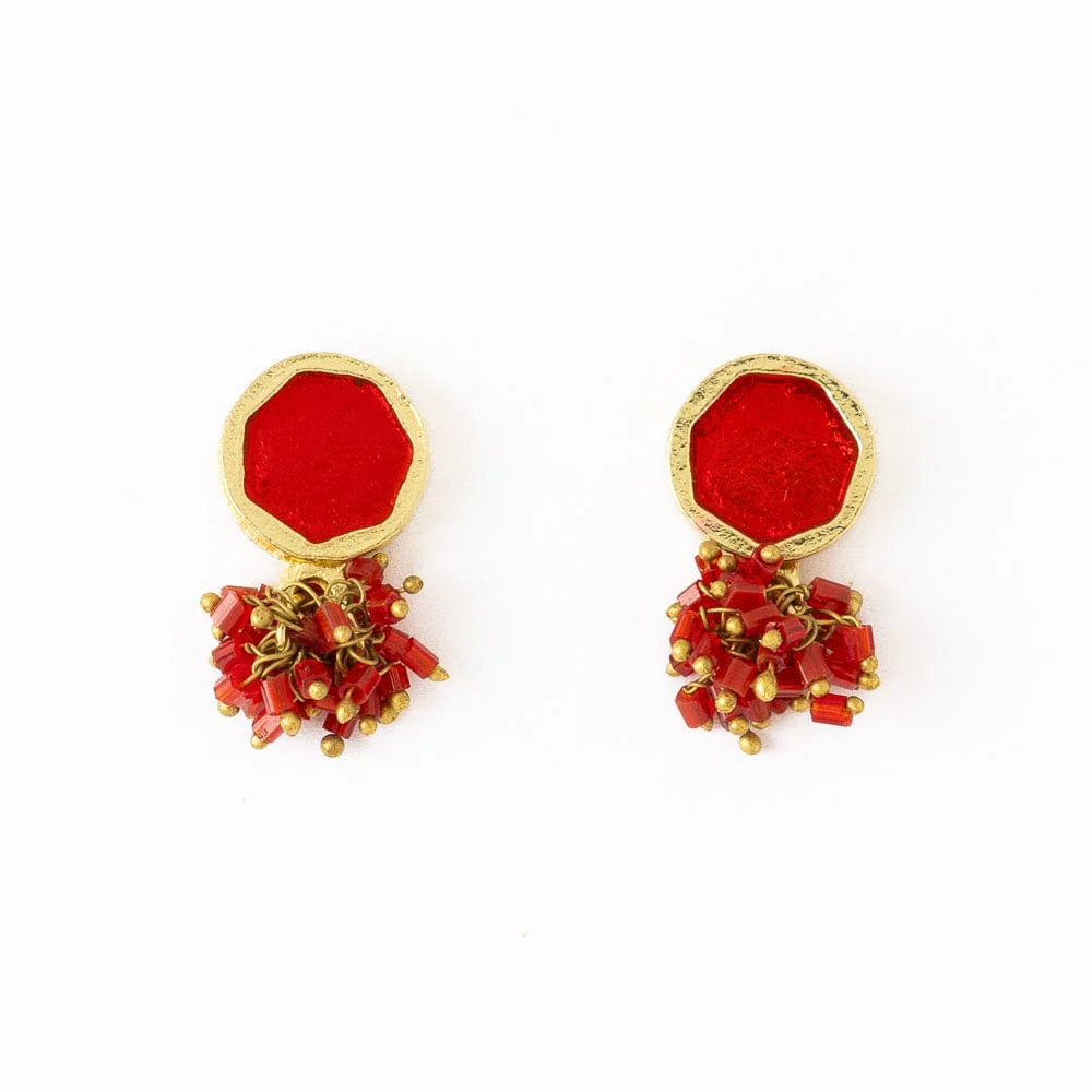 Kimberly Enamel Earrings Red | INK+ALLOY