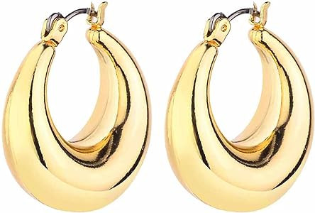 Gold Chunky Hoop Earrings Set for Women, 14K Gold Plated Twisted Huggie Hoop Earring Hypoallergen... | Amazon (US)