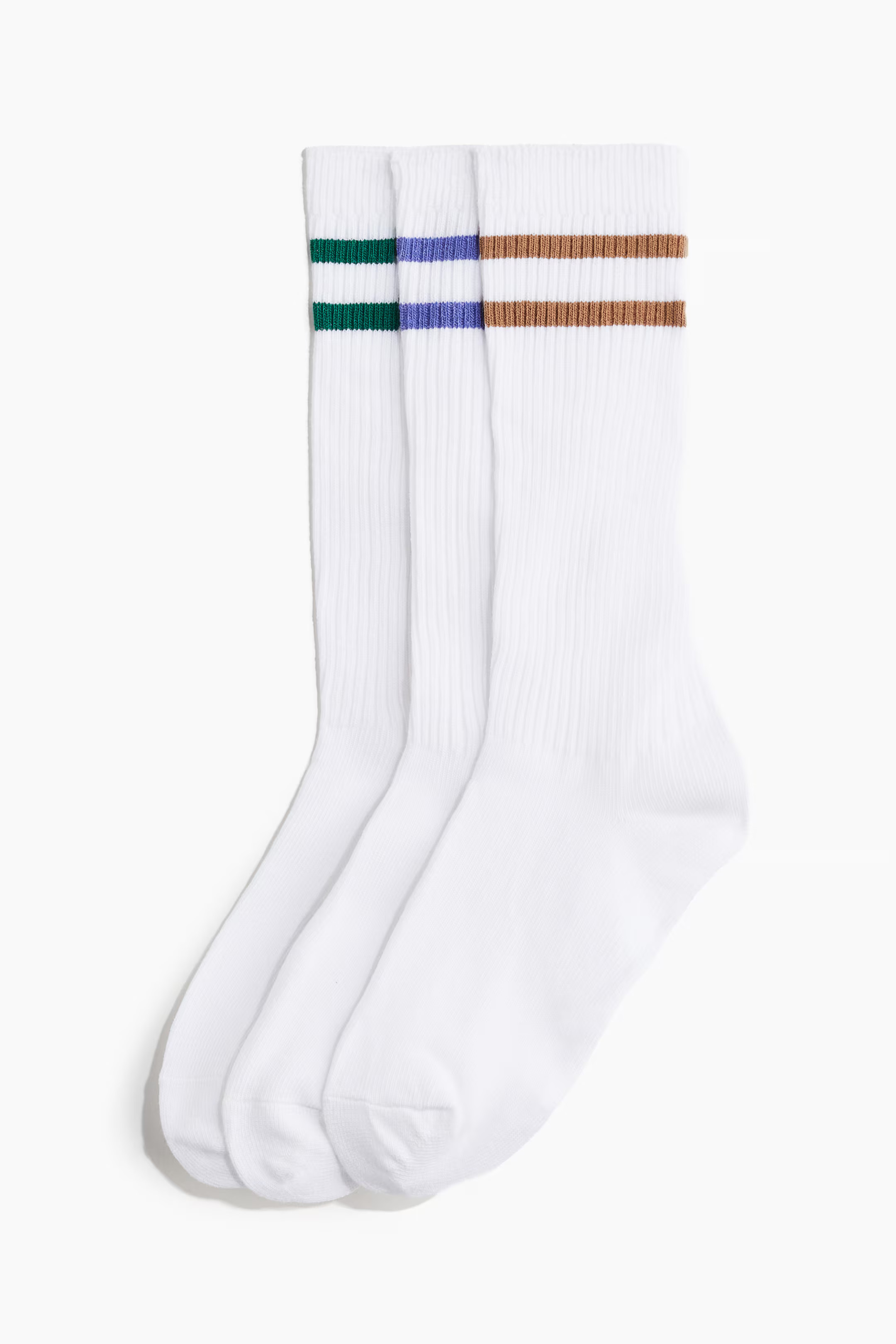 3-pack Knee-High Sports Socks - White/blue - Kids | H&M US | H&M (US + CA)