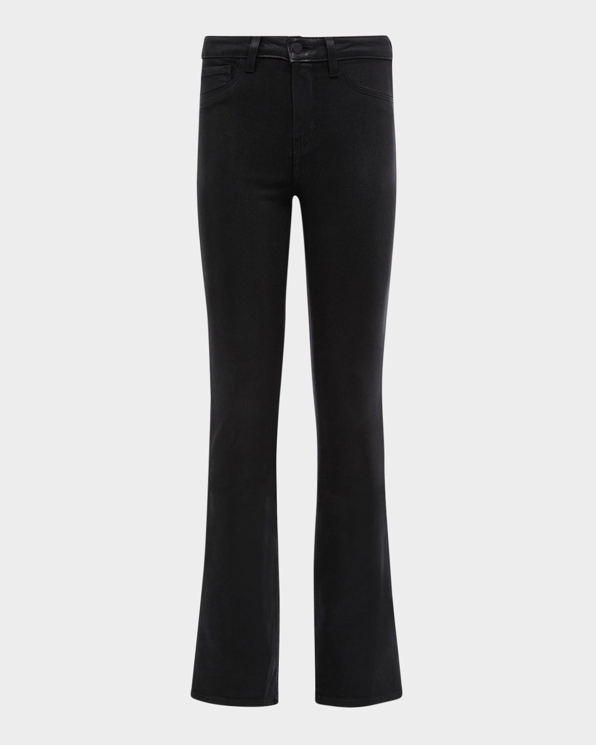 Selma High-Rise Coated Sleek Baby Boot Jeans | Neiman Marcus