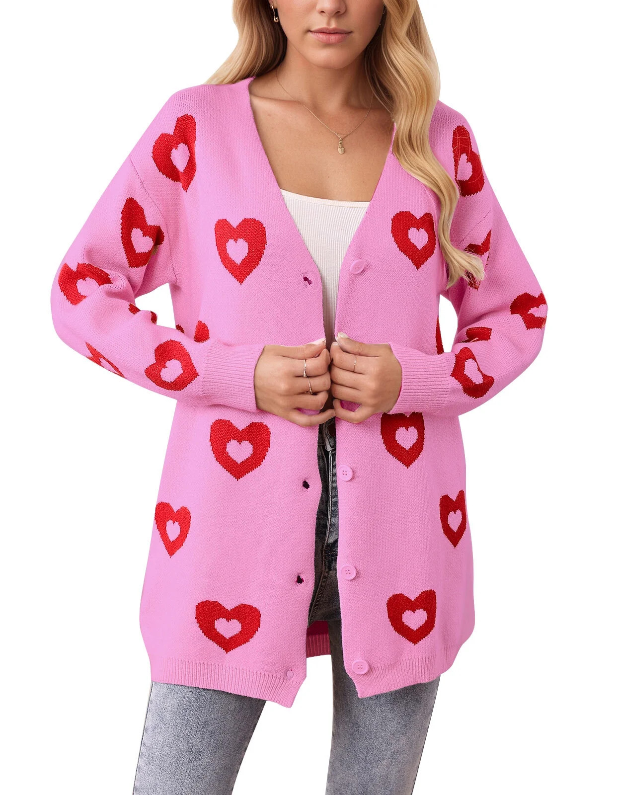 Women's Open Front Cardigan Sweaters Valentine's Day Cute Heart Sweater Fall Fashion Cable Knit W... | Walmart (US)