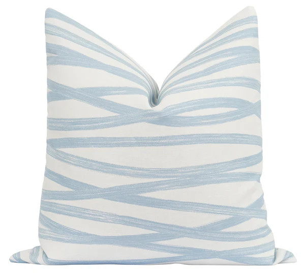 Brushstrokes Sky Blue Throw Pillow | Land of Pillows