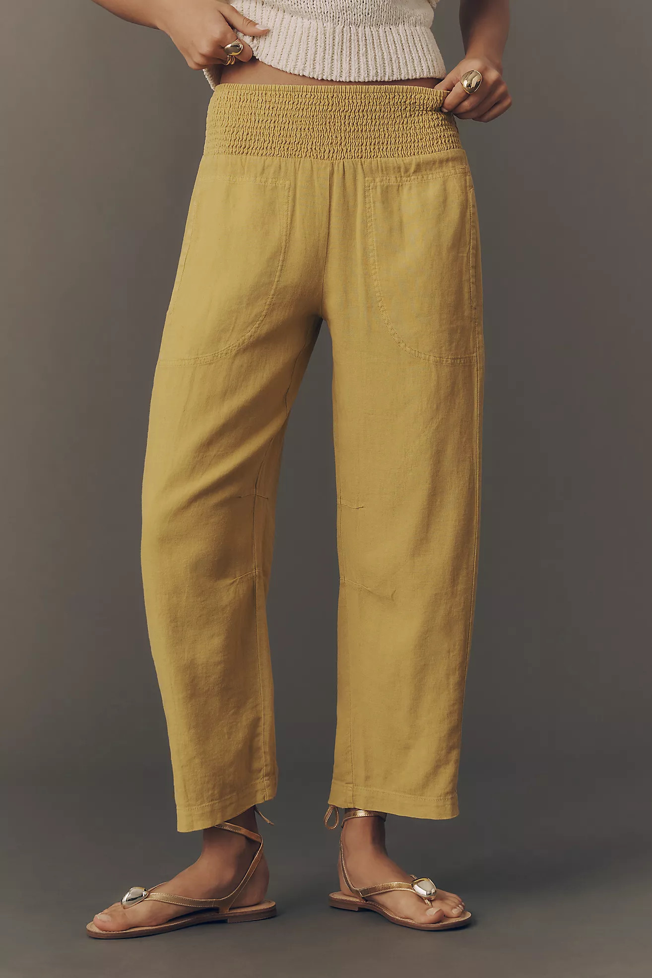 The Reese Linen Blend Pull-On Barrel Pants by Pilcro | Anthropologie (US)