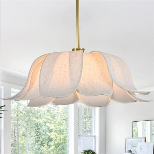 5-Light Rattan Boho Chandeliers for Dining Room, Hand Woven Pendant Light with Linen Shade, Rusti... | Amazon (US)