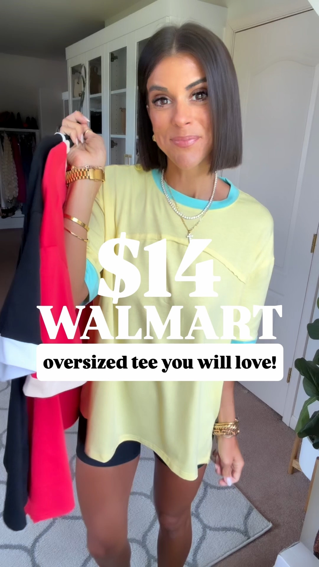 $14 Walmart tee! I’m 5’5 and in size small in tees. Size xs in biker shorts, size small in lace shorts, and sized up one in denim shorts for a looser fit.

#LTKootd #LTKActive #LTKmomlife