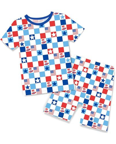 babee Reshinee Bamboo Viscose Toddler 4th of July Pajamas Boys Girls Kids Baby Cool Short Summer Pjs 5-6Y Two Piece | Amazon (US)