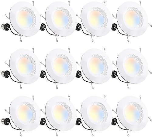 12 Pack 5/6 Inch Selectable CCT LED Recessed Lighting, Baffle Trim, CRI90, 1100lm, 15W=100W, 2700... | Amazon (US)