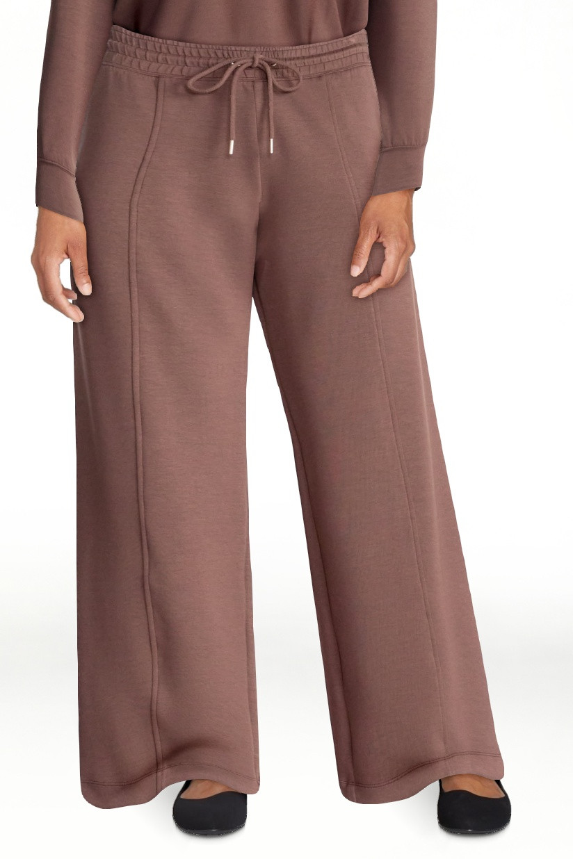 Scoop Women's and Women's Plus Scubaknit Wide Leg Tie Waist Seamed Pants, Regular, Short Lengths,... | Walmart (US)