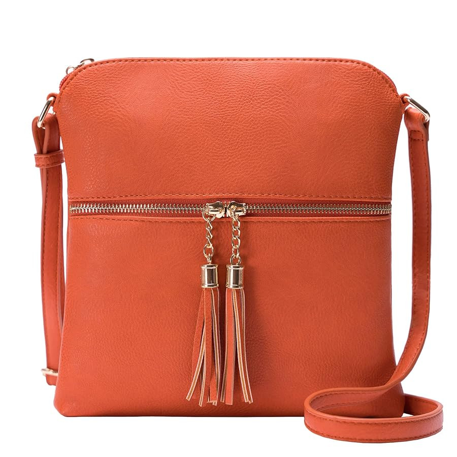 Solene Womens Lightweight Medium Crossbody Purse with Tassel, Perfect Size Crossbody Bags for Dai... | Amazon (US)