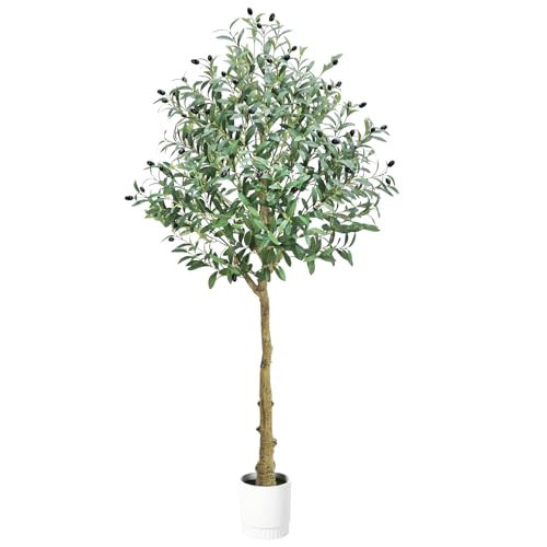 Fake Olive Tree 5ft, Artificial Trees for Home Decor Indoor with Adjustable Branches and Lifelike Fruits- Easy Assembly, Low Maintenance (Thick Olive Tree, 5ft) | Amazon (US)