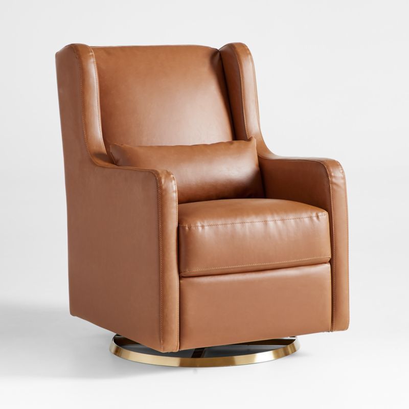 Wally Tan Vegan Leather Nursery Glider Chair + Reviews | Crate & Kids | Crate & Barrel