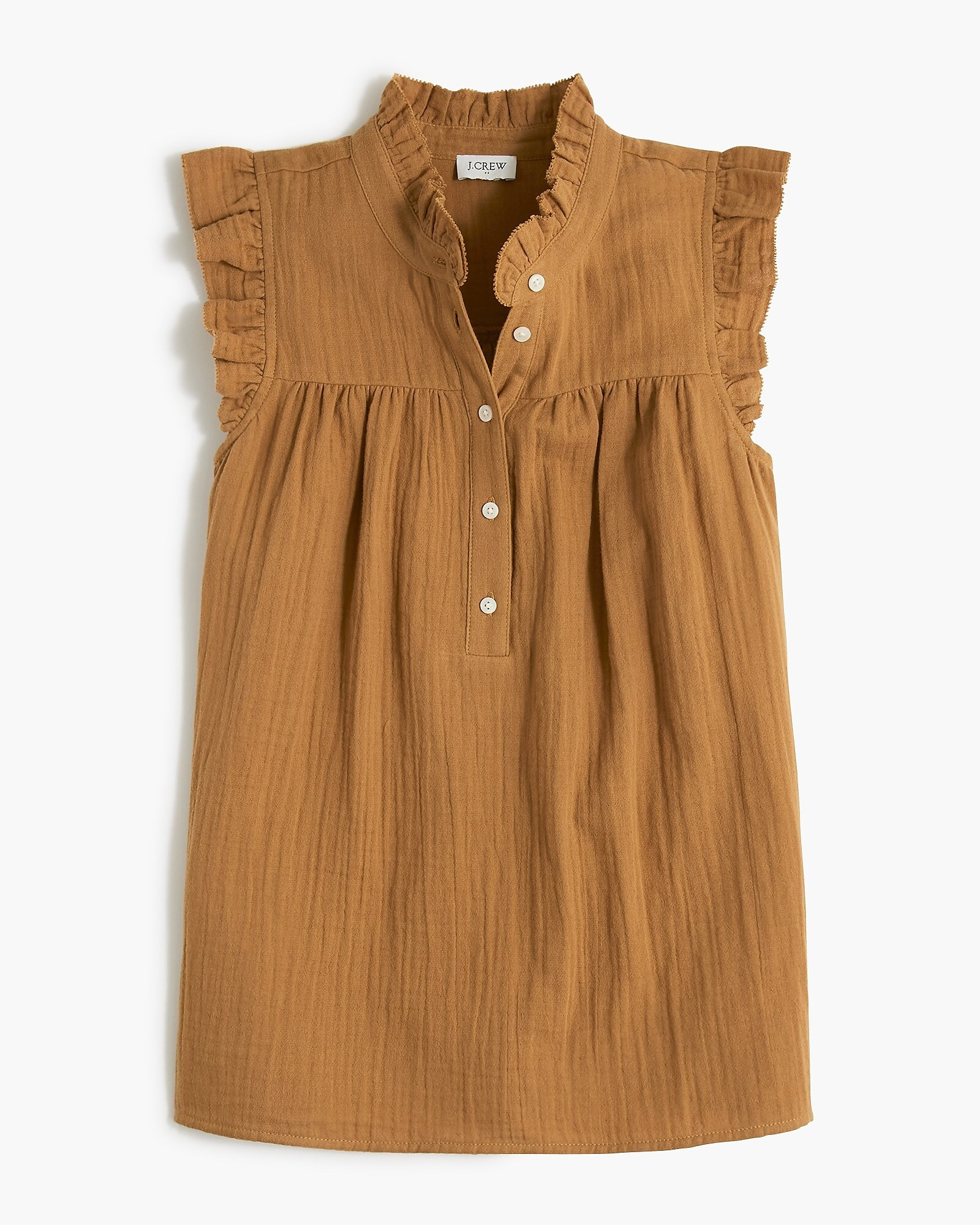 Gauze smocked ruffleneck top | J.Crew Factory
