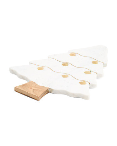 16x13 Marble Tree Serving Board With Brass Baubles | Marshalls