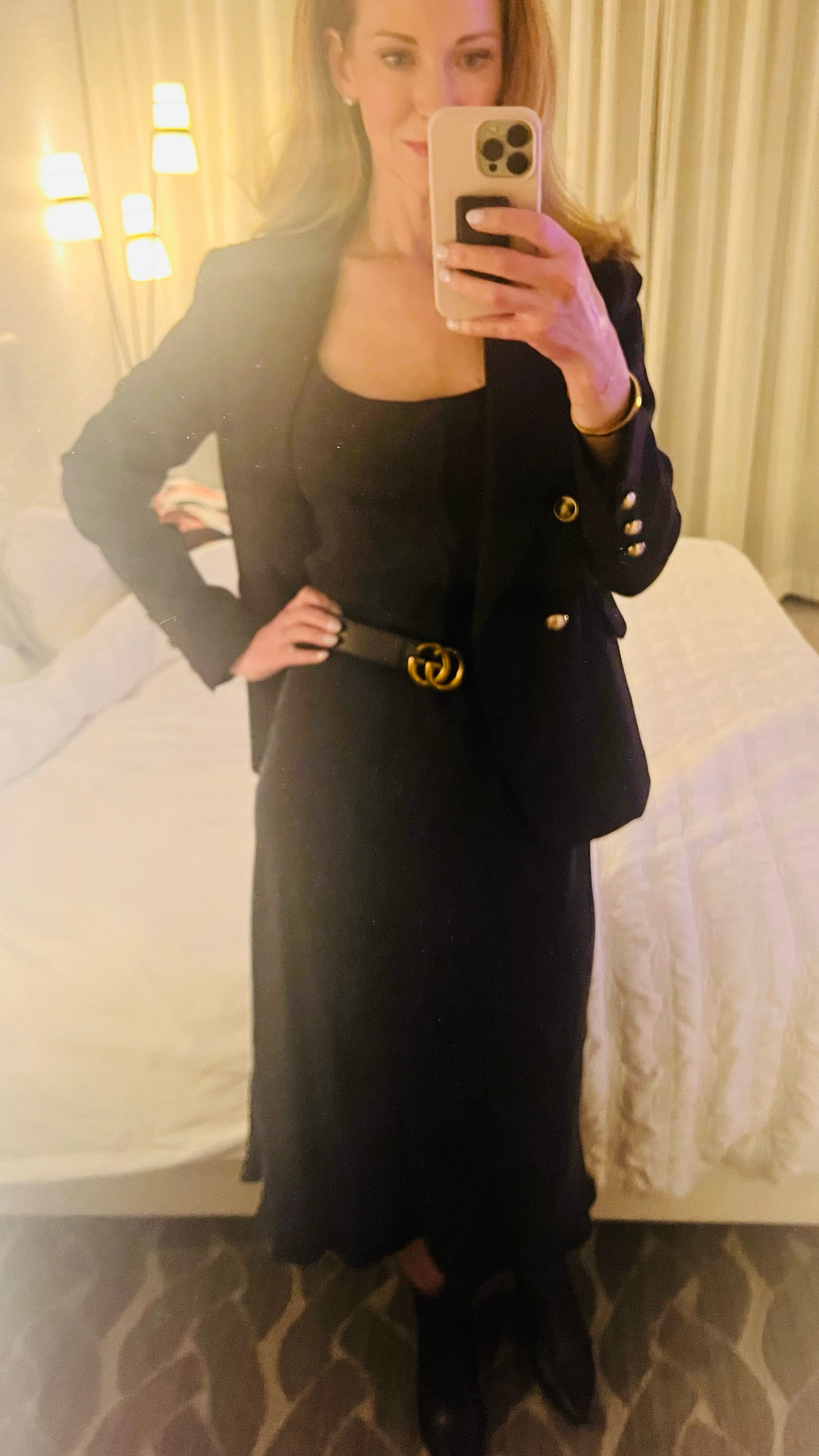 Work wear from day to night...
I kept the blazer but put on this easy black slip dress, Gucci belt, and boots for a professional but nicer evening look. 

#LTKworkwear #LTKstyletip #LTKover40