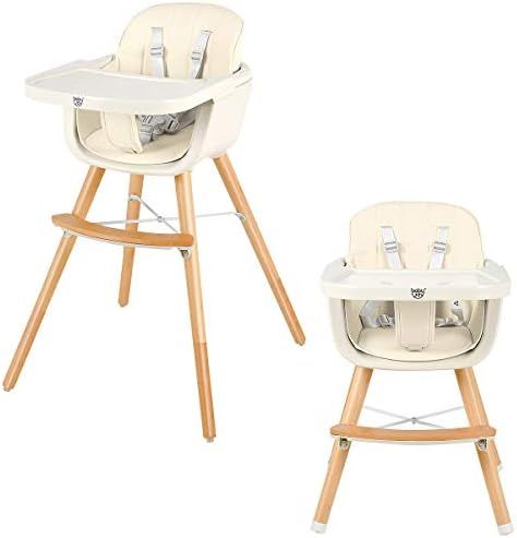 BABY JOY Convertible Baby High Chair, 3 in 1 Wooden Highchair/Booster/Chair with Removable Tray, ... | Amazon (CA)