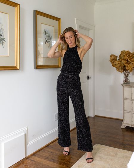 Holiday & NYE-ready jumpsuit ✨💫More of this look (and sparkly festive styles under $300) on NatalieYerger.com today! #holidaypartyoutfit #sequinjumpsuit #sequinedjumpsuit #nyeoutfit #newyearseveoutfit #holidaypartylook #holidaypartyjumpsuit 

#LTKHoliday #LTKSeasonal #LTKFind
